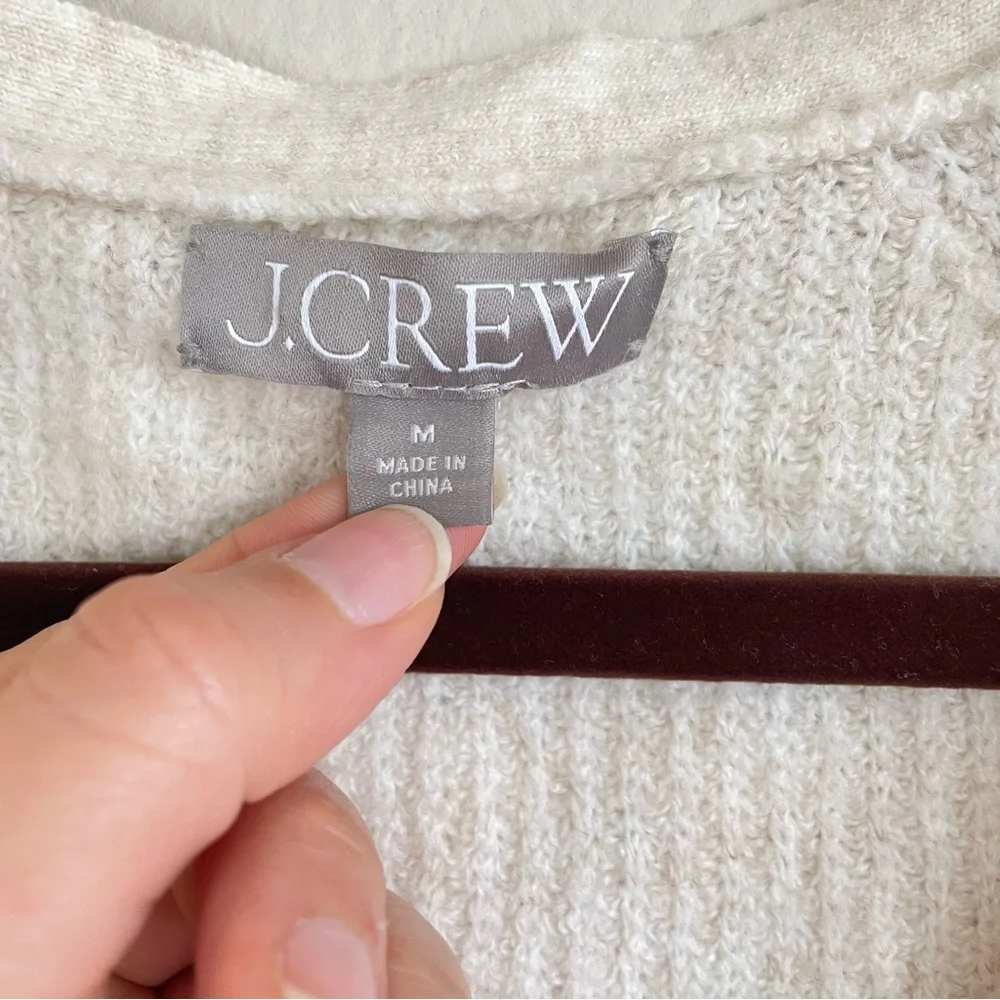 J. Crew Ivory Supersoft Cropped Cable Knit Merino Wool‎ Cardigan Size Medium